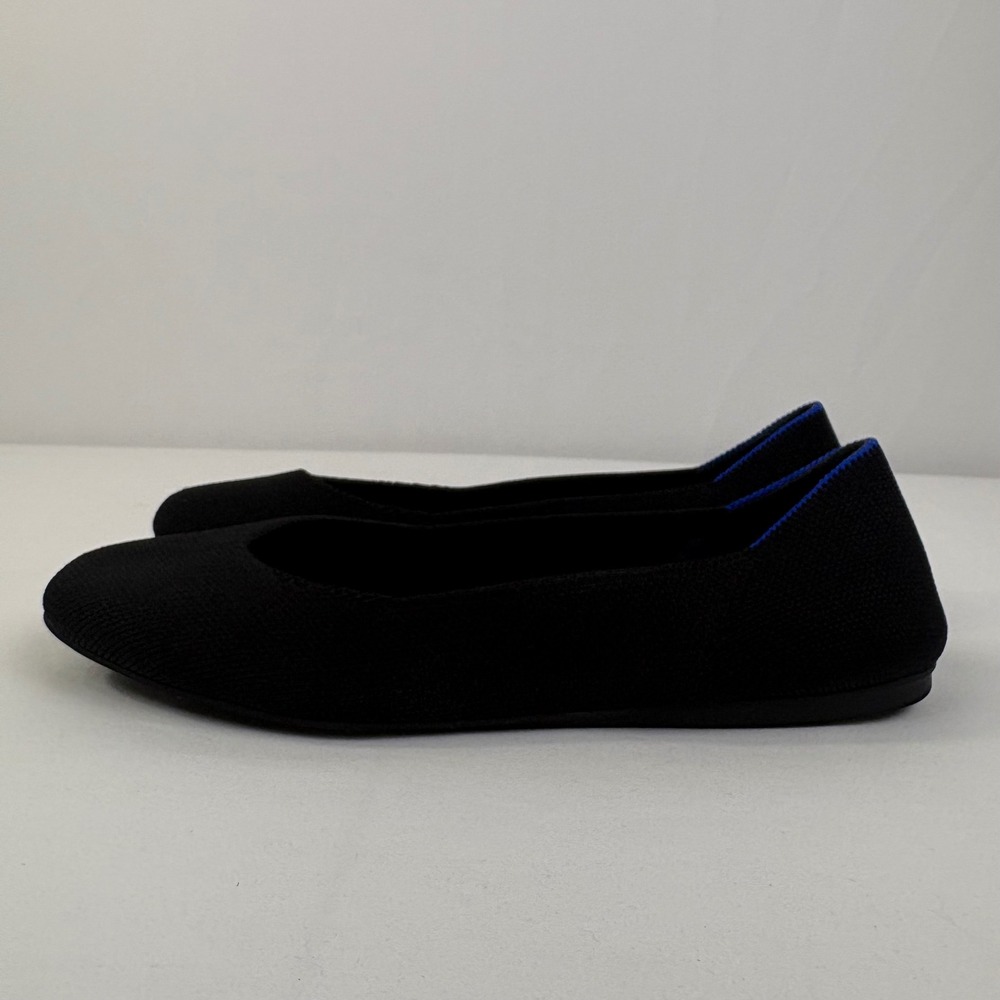 Rothy's Women's The Flat Round Toe Black Knit Slip On Ballet Flats Size 7.5